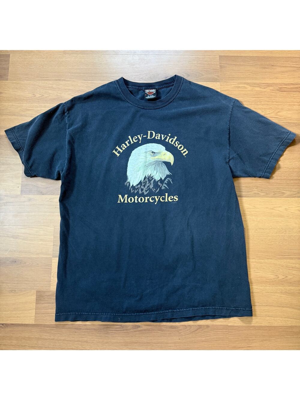 Vintage 2004 Harley Davidson Motorcycles Bald Eagle Black Biker Tee Shirt Sz XL